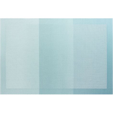 Tovagliette rettangolari in PVC intrecciato con sfumatura di colore  Tovagliette in stile occidentale resistenti e termoisolanti  Facili da pulire, elegante texture effetto lino  Azzurro chiaro  4 pez