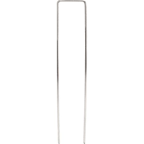 100 Stück U-förmige Gartenpfähle aus verzinktem Stahl für Unkrautbekämpfung und Rasendekoration, Rauheit 3 mm / 0,12 Zoll (1/5)
