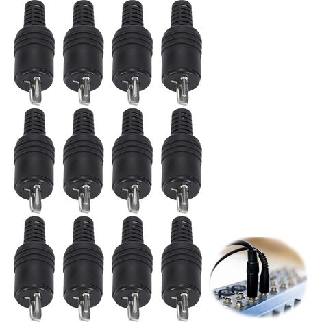 12 Pièces Connecteur 2 Broches Mâle pour Haut-Parleur, Fiche Audio DIN à Vis sans Soudure, Prise HiFi Noir pour Réparation Câble Enceinte et Amplificateur, Compatible avec Système Audio Ancien