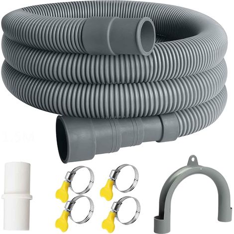 Tuyau de vidange pour machine à laver , rallonge de tuyau d'évacuation avec étrier, tuyau de vidange avec connecteur et colliers de serrage, rallonge de tuyau d'évacuation de mm de diamètre (1/5)