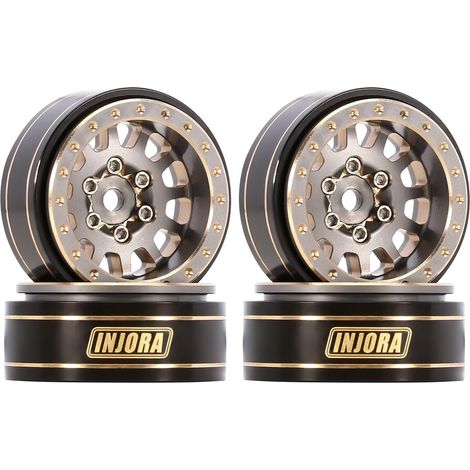 1.0 Plus Brass Beadlock Jantes 12-Spoke Roues pour TRX4M SCX24 FCX24 1/24 1/18 RC Crawler, 42g/pcs(Gris) (1/5)