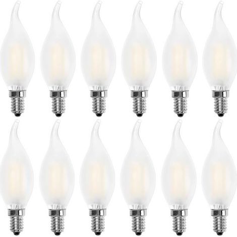 Ampoule LED E14 Flamme,Forme de Bougie,Blanc Chaud 2700K,4W Equivalence Incandescence 40W,400lm, Lot de 12 (1/5)