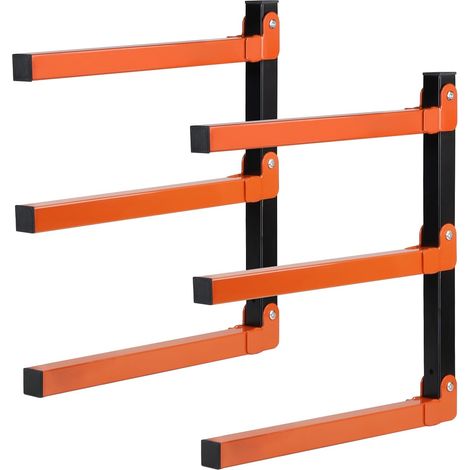 2 Pièces Support Mural Chargeable Jusqu'à 150kg, Support Rangement de Garage pour Jantes, Pliable Étagère de Rangement en Métal 3 Niveaux pour Échelle, Vélos, Planche Intérieur et Extérieur (1/5)