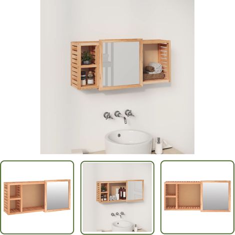 Maison Exclusive Spiegelschrank 80x17x34 cm Massivholz Nussbaum (1/5)