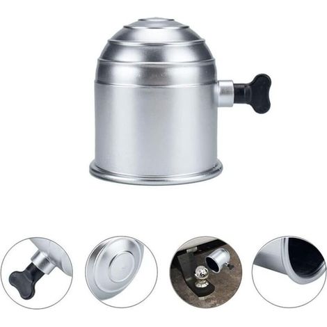 Cache boule d'attelage de remorque avec fonction de verrouillage, capuchon de protection de remorque pour voitures (argenté) (1/5)