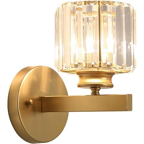 Applique Murale en Cristal K9 Applique Murale en Cuivre Luminaire Mural Rustique Industriel Vintage - Lampe Murale De Chambre À Coucher De Salon Moderne Nordique