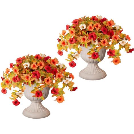 Fleurs artificielles suspendues avec panier – Résistantes aux UV – pour porche et terrasse – Lot de 2 C (1/5)