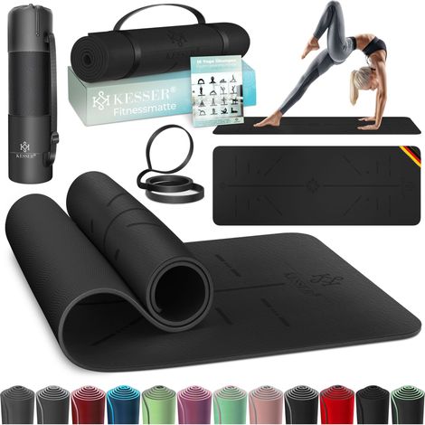 KESSER® Tappetino ginnastica TPE, 183 x 61 cm - nero/nero (1/5)