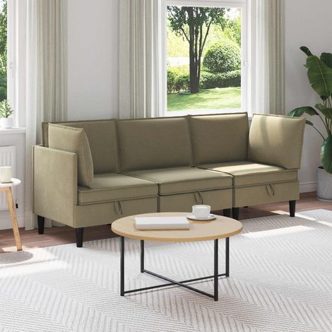 Juego de muebles de salón 3 pcs Caqui Tela