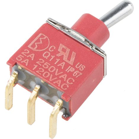 Interrupteur à levier RS PRO, Verrouillable, 1RT, 5 A @ 250 V c.a. ( Prix pour 1 ) (1/2)