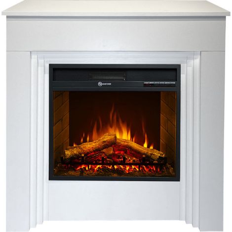 Cheminée Électrique Bellini, Cheminée Sur Pied, Bois Blanc, Fabriquée En Italie, L96Xp35Xh96 (1/5)