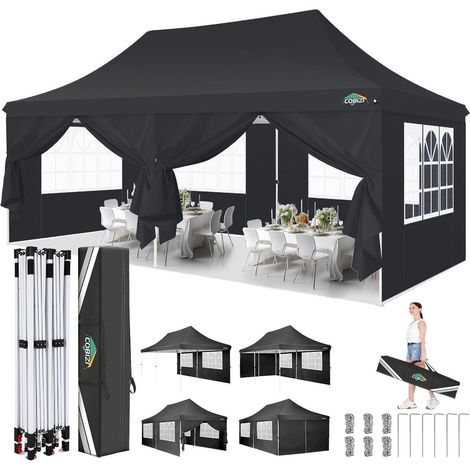 Faltpavillon 3x6m Wasserdicht Stabil Partyzelt mit 6 Seitenwänden (1/5)