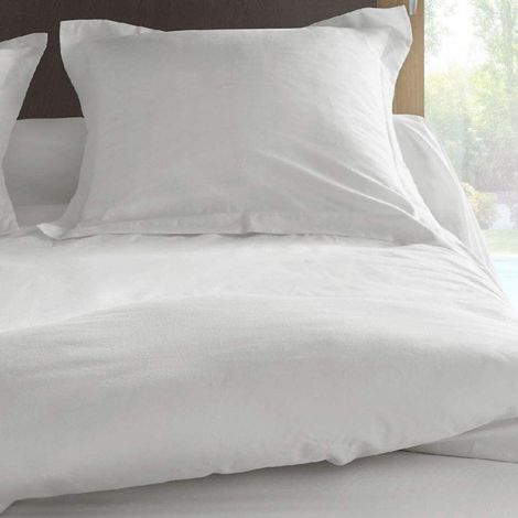 Taie d'oreiller en percale de coton - Manoir - 50 x 70 cm - Blanc neige - Livraison gratuite (1/4)