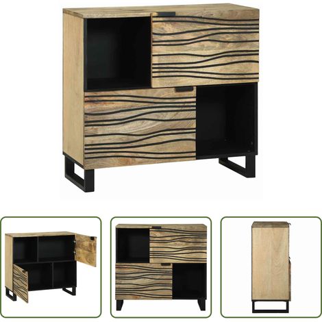 Rangement pratique - Buffet Marron 80 x 33 x 75 cm bois de manguier massif (1/5)