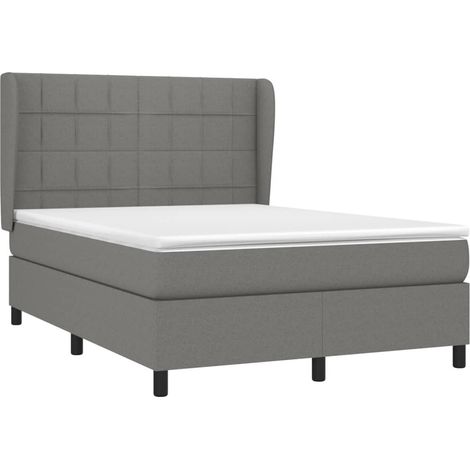 Cama box spring con colchón tela gris oscuro 140x200 cm vidaXL (1/4)
