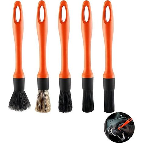 Pinceau Detailing Auto Ensemble de 5 Brosse de Netage pour Voiture Brosse Polyvalente pour Détails de Véhicule COFFRET NETTOYAGE (1/5)