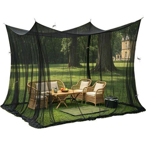 Moustiquaire pour l'intérieur et l'extérieur, 300 x 300 x 250 cm, 220 Mailles, XXL Moustiquair de Voyage, Moustiquaire XXL pour Jardin, Pergolas, Patios et Camping