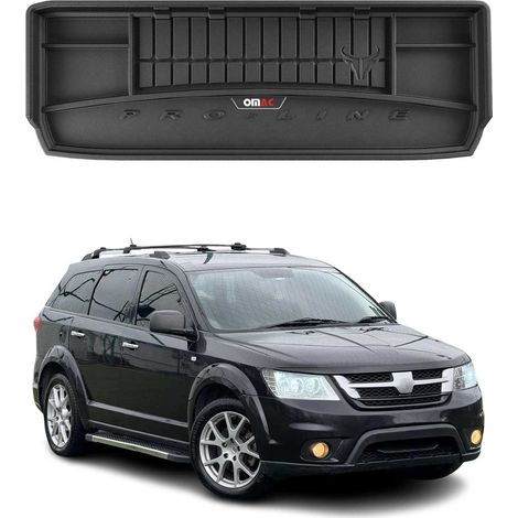 Tapis de Coffre 3D TPE Premium Compatible avec Fiat Freemont 2011-2015 7 Places - Bac de Protection de Coffre Intérieur antidérapant Revêtement de Coffre Bords Hauts pour Voiture Noir
