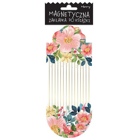 Marcap谩ginas magn茅tico ovalado con flores coloridas