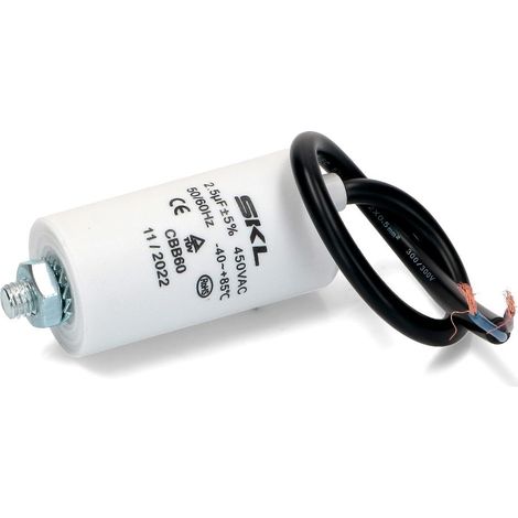CONDENSATORE 2,5MF UNIVERSALE VARI USI D.30mm altezza 57mm CON CAVETTO