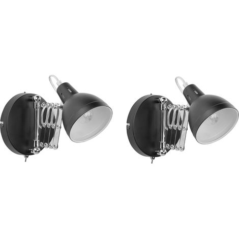 Set di 2 lampade da parete applique estensibili metallo nero 33 cm Harrington