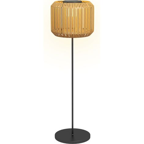 Lampe solaire d'extérieur en rotin, éclairage LED blanc chaud étanche avec capteur de lumière, lampadaire pour jardin et pelouse en acier (1/5)