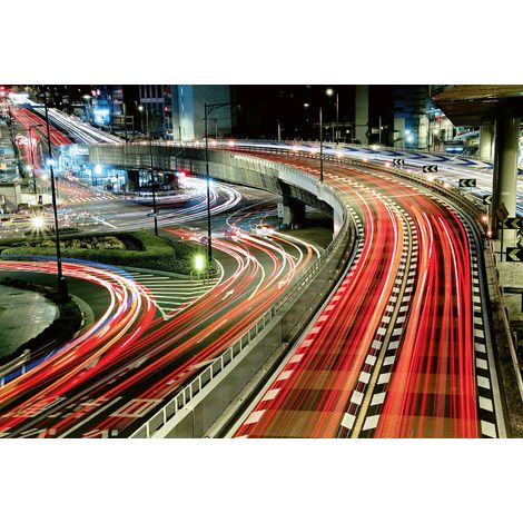 Papier peint panoramique chambre ado urbain | Tapisserie panoramique moderne ville & voiture | Papier peint panoramique rouge & gris - 384 X 260 cm (8 pièces) (1/2)
