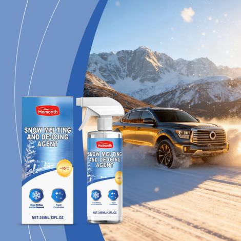 Snow melting and de-icing agent for car windshields and windows - quick-drying and convenient snow removal spray - 355ml