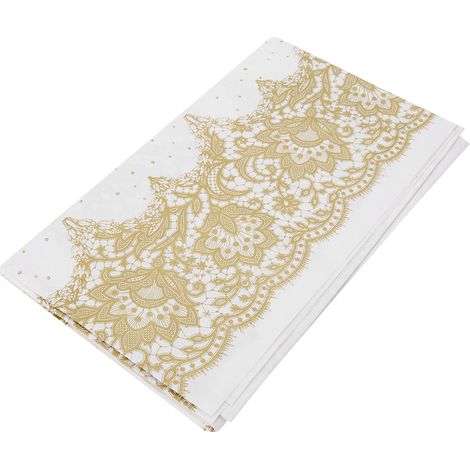 Nappe En Papier Jetable 140x140cm Design Floral Doré Pour Mariage Anniversaire Fête - Lot De 1 (1/5)