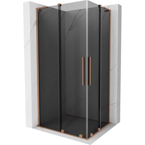Mexen Velar L Duo Duschkabine Schiebetür 90 x 80 cm, graphit, gebürstetes Kupfer - 871-090-080-02-43-65 (1/5)