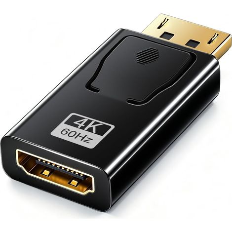 4K Adaptateur Displayport vers HDMI,DisplayPort vers HDMI 4K@60Hz/ 2K@60Hz/ 1080P@120Hz,2 pièces Unidirectionnel display port to hdmi Compatible avec Dell,HP,HDTV,Projecteur,Moniteur, AMD, GPU, NVIDIA (1/5)