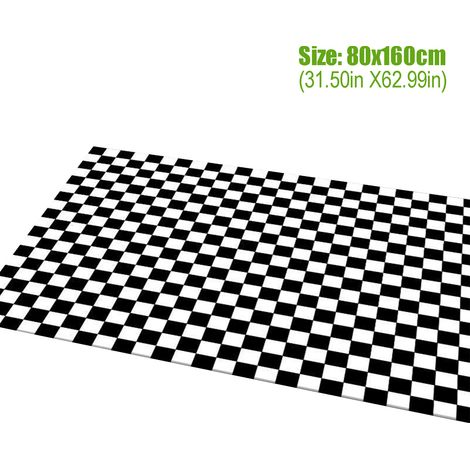 Tapis à Carreaux Noir 80x160cm, Lavable pour Chambre, Bureau, Entrée ou Dortoir (1/5)