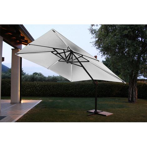 Ombrellone 3x4 mt con struttura in alluminio e pannello solare con luci led Lumus - White (1/4)