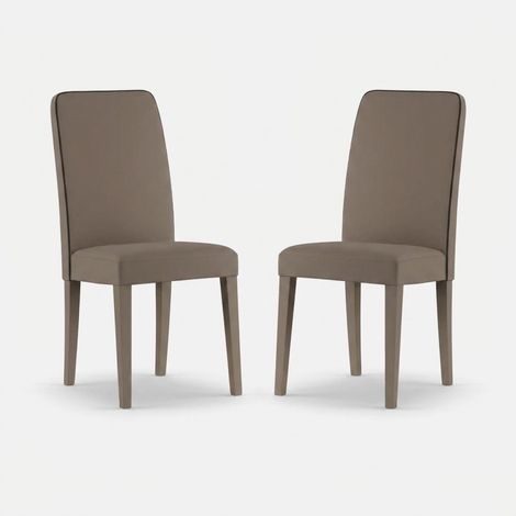 Set 2 sedie imbottite in similpelle per sala da pranzo Alina - Beige (1/5)