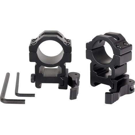 Lot de 2 pièces en alliage d'aluminium Détache à dégagement rapide à profil élevé Anneaux Monts 1 pouce 25,4 mm diamètre 20 mm rail (1/5)