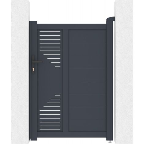 Portillon aluminium anthracite 100x142 cm serrure incluse (1/5)