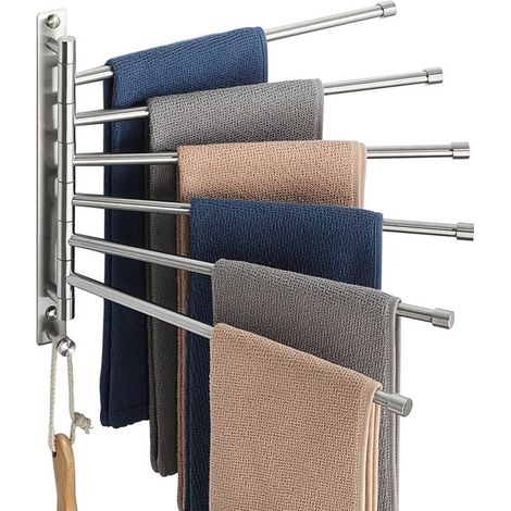 Porte-serviettes, accessoires de salle de bain, porte-serviettes à cinq bras, porte-serviettes en métal, longueur 32,5 cm, porte-serviettes de salle de bain, étagère murale pour salle de bain (1/5)