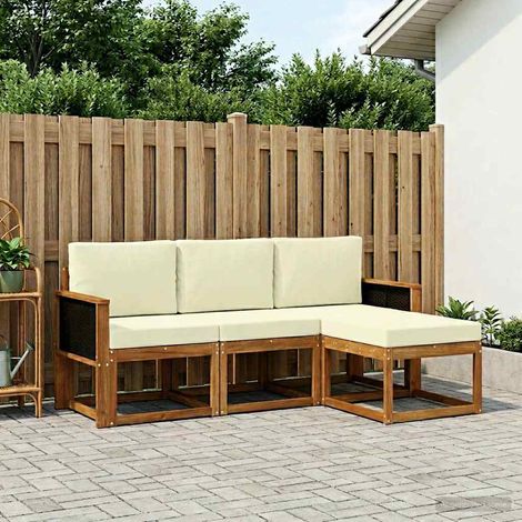 vidaXL Outdoor-Sofagarnitur mit Kissen 4 pcs Natur und Creme (1/5)
