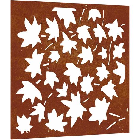 Décoration murale jardin 55x55 cm acier corten design feuille