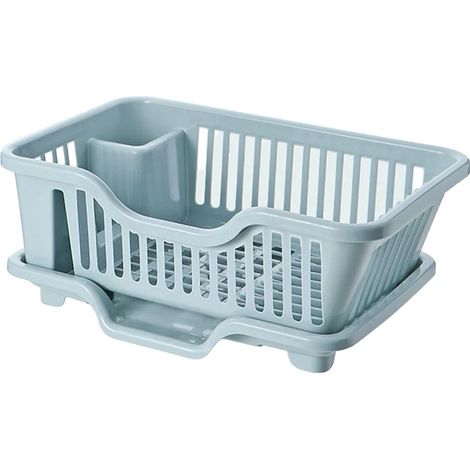 Égouttoir à vaisselle avec bac récupérateur d'eau empêchant l'accumulation d'eau grand système de rangement compartimenté pour la cuisine. (1/5)