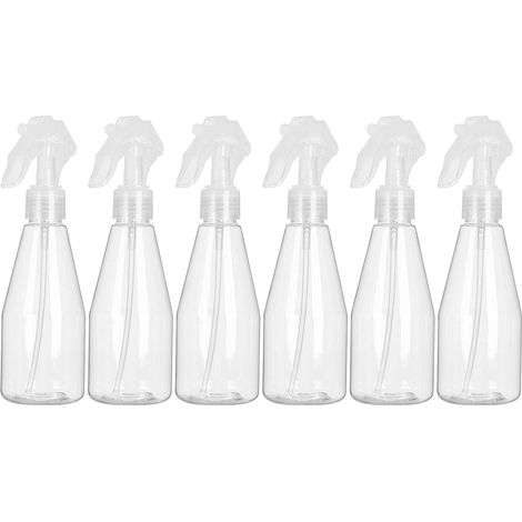 Juego de 6 botellas pulverizadoras de 200 ml, de plástico resistente, con boquilla fina y cierre de seguridad, para jardín y hogar. (1/5)