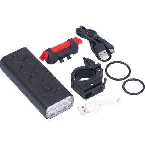 Phare Vélo USB Rechargeable 8 LED, Lumière Avant Arrière 5 Modes pour VTC et Cyclisme Urbain (1/5)