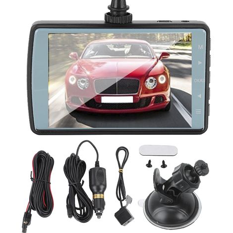 Caméra de conduite HD 1080P double lentille IPS 3,6 pouces, enregistreur de voiture avec fonction de stationnement arrière (1/5)