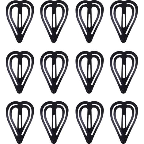 50 Pieces Black Alloy Heart-Shaped Hair Clips Barrettes (1/5)