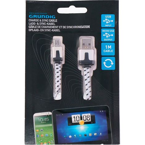 Cable De Charge Usb Avec Micro Usb Et Synchronisation, Grundig, 1m. (1/3)