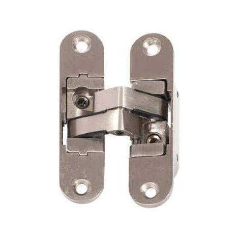 Klose Besser – Verdecktes Scharnier für Möbel – Aluminium und Zink – Oberfläche: Edelstahl satiniert – Tragkraft bis 60 kg – 180° Öffnungswinkel
