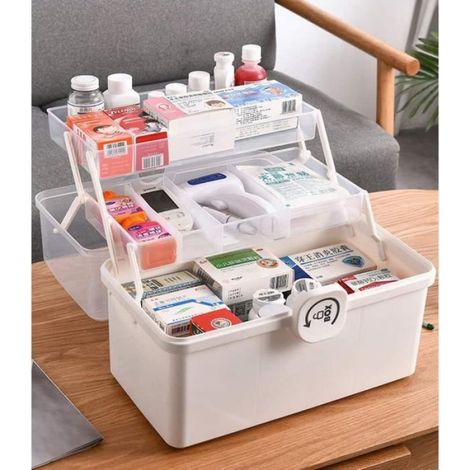 Boîte À Pharmacienne - 3 Niveaux - Transparente - Pliable - 34 X 19 X 21,5 Cm - 1 Pièce (1/4)