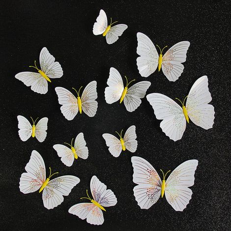 Schmetterlings-Wanddekor aus PVC (einlagig) de 12 piezas – Magnetische 3D-Schmetterlings-Wandaufkleber für Hochzeitsfeiern - Crezuo