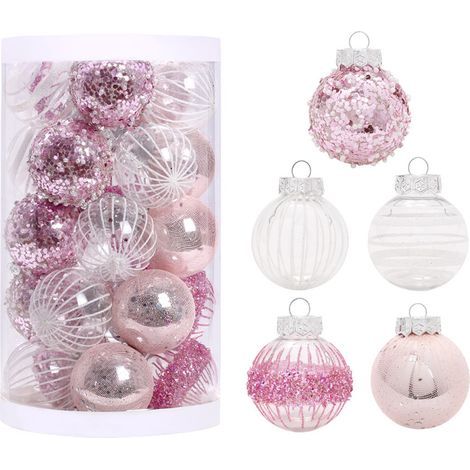 Set mit 25 robusten Weihnachtskugeln aus Kunststoff, für drinnen und draußen, rot, 6 cm (1/5)