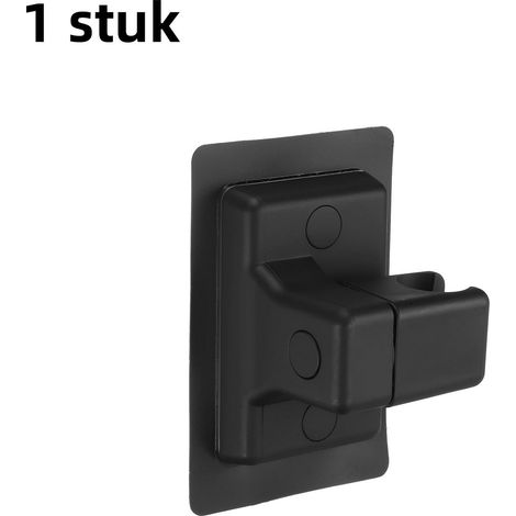 Support de pommeau de douche (1 pièce) - Sans perçage - Acier inoxydable - Support universel réglable - Noir (1/5)
